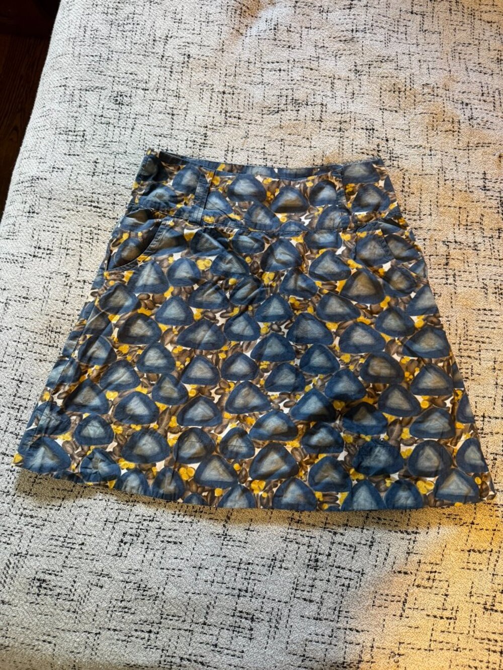 Anthropologie Fei Women's Blue Geode Print A-line Lined Casual Skirt Size 2